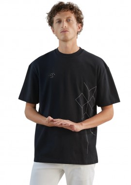 IZAC - ΑΝΔΡΙΚΟ T-SHIRT IZAC GRAPHY OVERSIZED ΜΑΥΡΟ