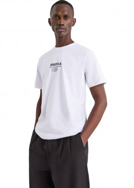 NAUTICA - ΑΝΔΡΙΚΟ T-SHIRT NAUTICA ΚΟΝΤΟΜΑΝΙΚΟ ΛΕΥΚΟ