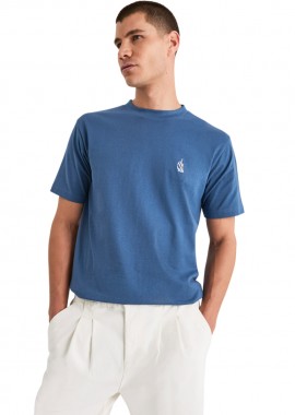 NAUTICA - ΑΝΔΡΙΚΟ T-SHIRT NAUTICA ΚΟΝΤΟΜΑΝΙΚΟ ΜΕ ΤΥΠΩΜΑ ΜΠΛΕ