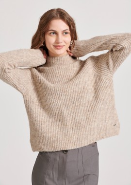 FUNKY BUDDHA - Wool blend πλεκτή μπλούζα με ψηλή λαιμόκοψη