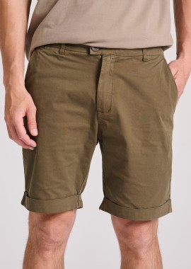 FUNKY BUDDHA - Garment dyed chino βερμούδα με ρεβέρ