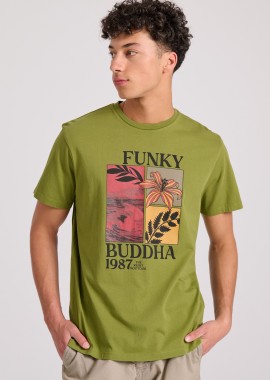 FUNKY BUDDHA - T-shirt με minimal paint τύπωμα από οργανικό βαμβάκι