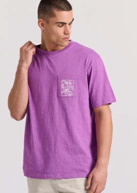 FUNKY BUDDHA - Relaxed fit t-shirt με tropical τύπωμα στην πλάτη