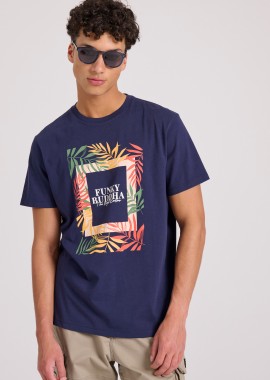 FUNKY BUDDHA - T-shirt με tropical frame τύπωμα