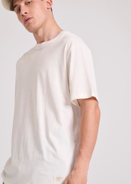 FUNKY BUDDHA - Relaxed fit linen blend μονόχρωμο t-shirt