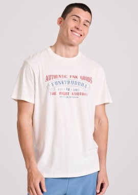 FUNKY BUDDHA - T-shirt με vintage text artwork τύπωμα
