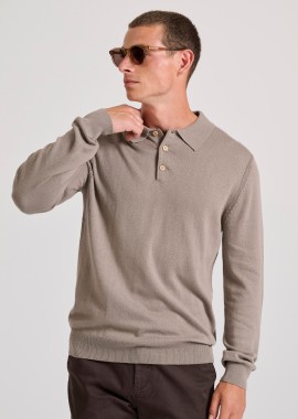 FUNKY BUDDHA - Ανδρική cashmere blend πλεκτή polo μπλούζα