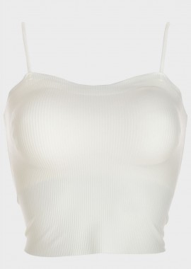 gsecret - Γυναικείο crop top μονόχρωμο με αποσπώμενα cups ΕΚΡΟΥ