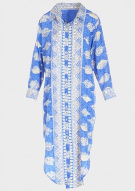 gsecret - Kαφτάνι maxi all print με κουμπιά INDIGO
