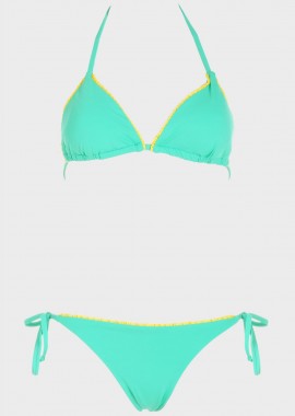 gsecret - Σετ bikini τριγωνάκι με λεπτομέρειες βολάν. Καλύπτει B Cup ΠΡΑΣΙΝΟ