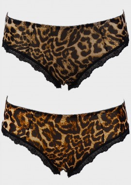 gsecret - Γυναικείο slip animal print λεπτομέρειες δαντέλας. Συσκευασία 2pack ANIMAL