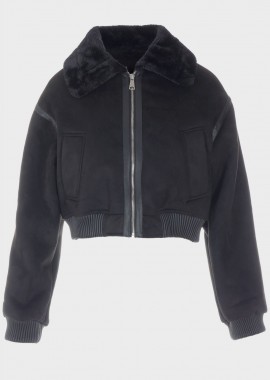 gsecret - Γυναικείο jacket σαμουά εσωτερική επένδυση γούνας ΜΑΥΡΟ