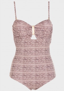 gsecret - Ολόσωμο μαγιο strapless all print. Καλύπτει B Cup SAND