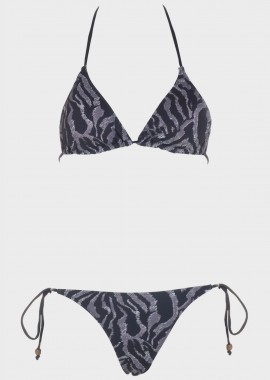 gsecret - Σετ bikini τριγωνάκι all print. Kαλύπτει B Cup ΜΑΥΡΟ