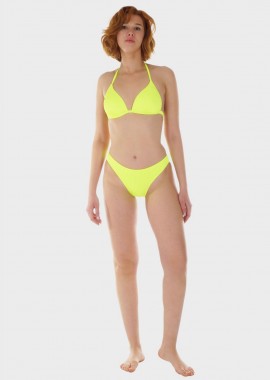 gsecret - Γυναικείο σετ μαγιό bikini μονόχρωμο ενσωματωμένη push up ενίσχυση slip κανονική γραμμή.Καλύπτει C CUP ΚΙΤΡΙΝΟ