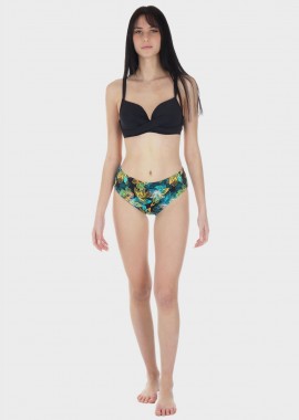 gsecret - Γυναικείο σετ μαγιό bikini ενσωματωμένη ενίσχυση slip all print.Καλύπτει D-E CUP ΜΑΥΡΟ