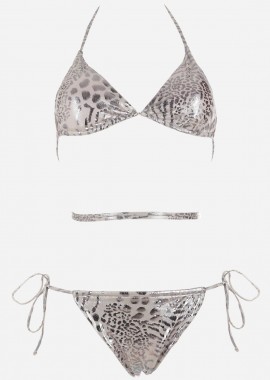 gsecret - Σετ μαγιό bikini τριγωνάκι animal print αποσπώμενη επένδυση. Καλύπτει B Cup. ΑΣΗΜΙ