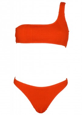 gsecret - Γυναικείο set μαγιό Bandeaux ένας ώμος Bikini παρτό ψηλόμεσο. Καλύπτει B Cup. COPPER