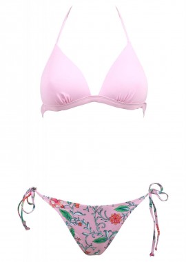 gsecret - Set μαγιό τρίγωνο με ενσωματωμένη ενίσχυση Bikini κανονική γραμμή δετό στο πλάι. Καλύπτει B Cup ΡΟΖ
