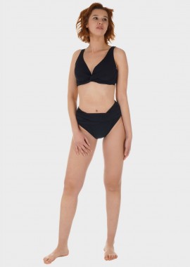 gsecret - Γυναικείο σετ μαγιό bikini αποσπώμενη επένδυση slip ψηλόμεσο κανονική γραμμή.Καλύπτει D CUP ΜΑΥΡΟ