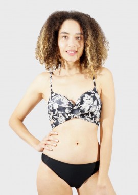 gsecret - Γυναικείο set μαγιο all print ενσωματωμένη ενίσχυση bikini κανονική γραμμή. Β CUP ΜΑΥΡΟ