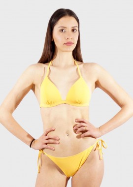 gsecret - Γυναικείο set μαγιό μονόχρωμο bikini δετό κανονική γραμμή. Καλύπτει B CUP. ΚΙΤΡΙΝΟ