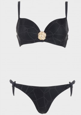 gsecret - Σετ bikini push up με lurex λεπτομέρειες. Καλύπτει B-C Cup ΜΑΥΡΟ