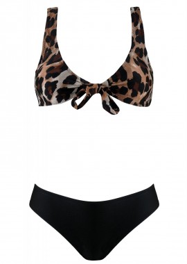 gsecret - Γυναικείο set bikini μπροστινό δέσιμο αποσπώμενη ενίσχυση slip κανονικό. Καλύπτει B Cup ANIMAL