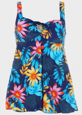 gsecret - Tankini all print floral.Καλύπτει -D Cup ΜΠΛΕ