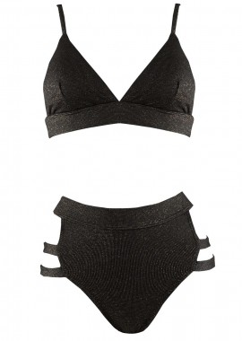 gsecret - Set μαγιό τρίγωνο bikini ψηλόμεσο cut-out. Καλύπτει B cup. ΧΡΥΣΟ