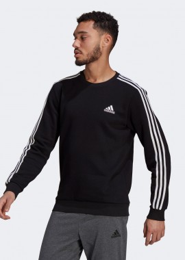 ADIDAS PERFORMANCE - ADIDAS ESSENTIALS FLEECE 3-STRIPES SWEATSHIRT ΜΑΥΡΟ