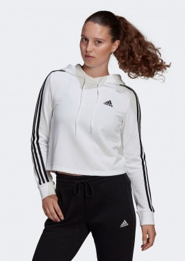 ADIDAS PERFORMANCE - ESSENTIALS 3-STRIPES CROPPED HOODIE ΑΣΠΡΟ