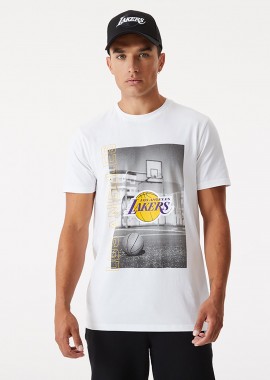 NEW ERA - LA LAKERS NBA PHOTOGRAPHIC WHITE T-SHIRT ΑΣΠΡΟ