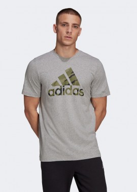 ADIDAS PERFORMANCE - ESSENTIALS SINGLE JERSEY CAMO PRINT T-SHIRT ΓΚΡΙ