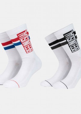 BEE UNUSUAL - BEE UNUSUAL ORIGINAL SOLID CREW 2PACK SOCKS ΑΣΠΡΟ