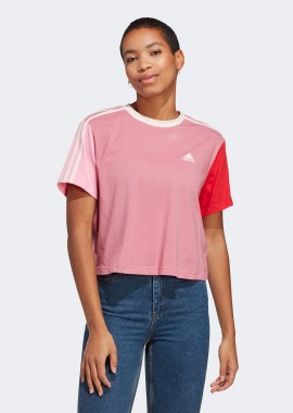 ADIDAS PERFORMANCE - ADIDAS ESSENTIALS 3-STRIPES SINGLE JERSEY CROP TOP ΡΟΖ