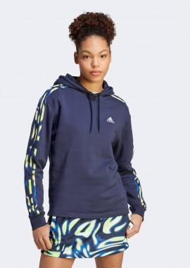 ADIDAS PERFORMANCE - ADIDAS VIBRANT PRINT 3-STRIPES HOODIE ΜΠΛΕ