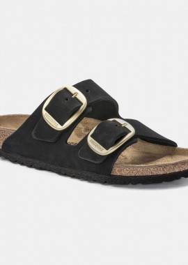 BIRKENSTOCK - BIRKENSTOCK ARIZONA BIG BUCKLE NUBUCK LEATHER SANDALS - NARROW FIT ΜΑΥΡΟ