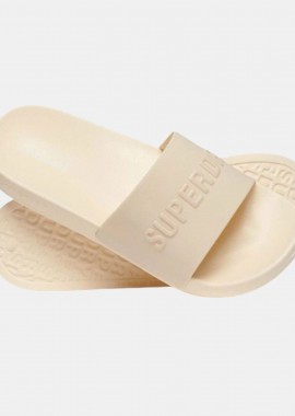 SUPERDRY - WOMEN'S SUPERDRY VEGAN LOGO POOL SLIDERS ΜΠΕΖ