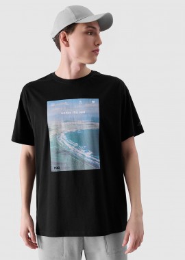 4F - 4F MEN'S REGULAR T-SHIRT WITH PRINT ΜΑΥΡΟ