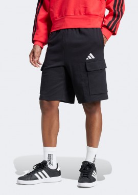 ADIDAS PERFORMANCE - ADIDAS ESSENTIALS FEEL COZY FRENCH TERRY CARGO SHORTS ΜΑΥΡΟ