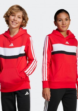 ADIDAS PERFORMANCE - ADIDAS KIDS TIBERIO 3-STRIPES COLORBLOCK FLEECE HOODIE ΚΟΚΚΙΝΟ