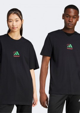 ADIDAS PERFORMANCE - ADIDAS LOUNGE PIZZA GRAPHIC T-SHIRT ΜΑΥΡΟ