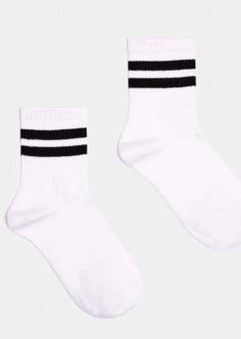EMERSON - EMERSON UNISEX DOUBLE-STRIPE CREW SOCKS ΑΣΠΡΟ