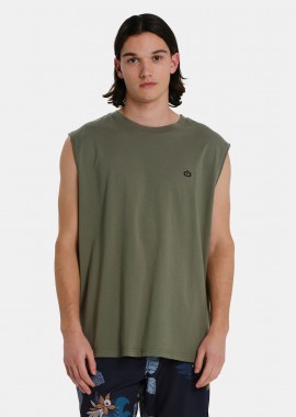 EMERSON - EMERSON LOGO EMBROIDERY MEN’S SLEEVELESS T-SHIRT ΧΑΚΙ
