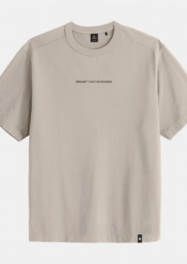 REBASE - REBASE THIN HIGH DENSITY PRINT HEAVY JERSEY T-SHIRT ΓΚΡΙ
