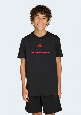 ADIDAS PERFORMANCE - ADIDAS KIDS SLOGAN SINGLE JERSEY T-SHIRT ΜΑΥΡΟ
