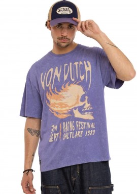 VON DUTCH - Von Dutch Skull Graphic Ανδρικό Tee - Μωβ -VD/1/H/TR/POST/PUR-PURPLE