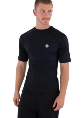 HURLEY - HURLEY Ανδρικό Rashguard Rash Slim Fit Icon Circle S/S - Μαύρο-MLEU00003-BLACK