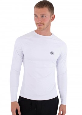 HURLEY - HURLEY Ανδρικό Rashguard Slim Fit Icon Circle Μακρυμάνικο - Λευκό-MLEU00008-WHITE